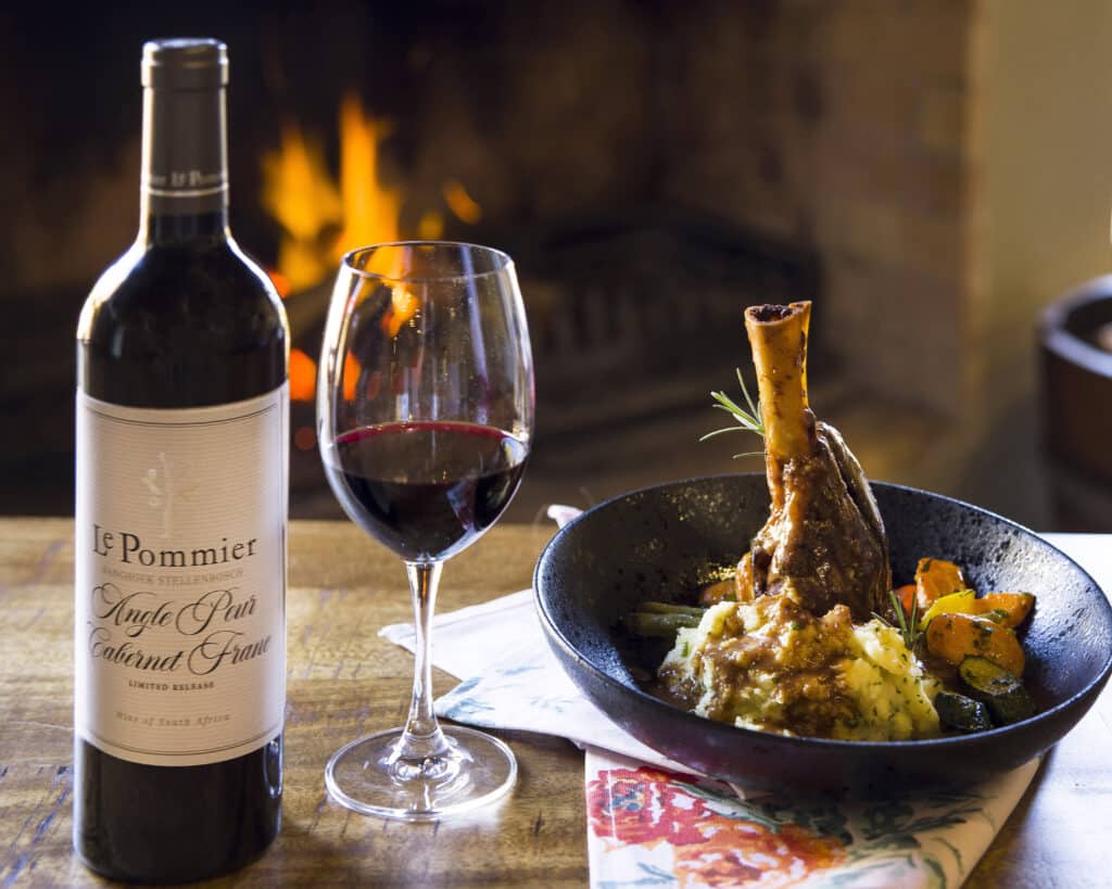 Le Pommier Lamb shank fire side